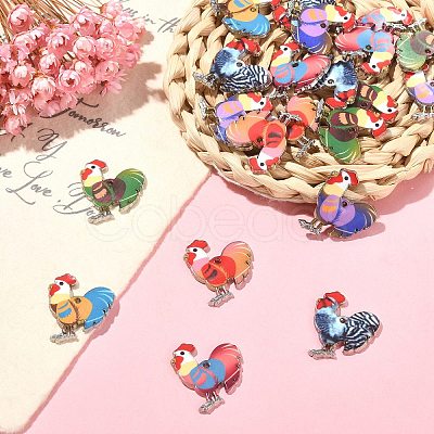 30Pcs 6 Colors Alloy Enamel Pandants ENAM-SZ0004-20-1