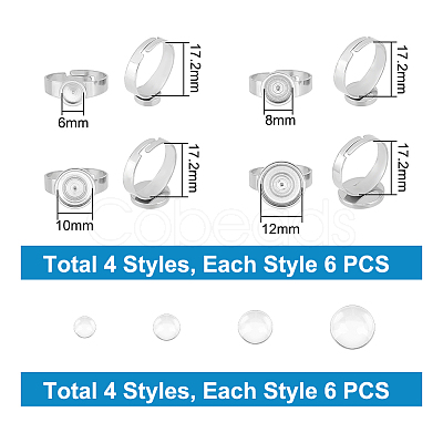 Unicraftale DIY Blank Dome Ring Making Kit FIND-UN0002-41-1