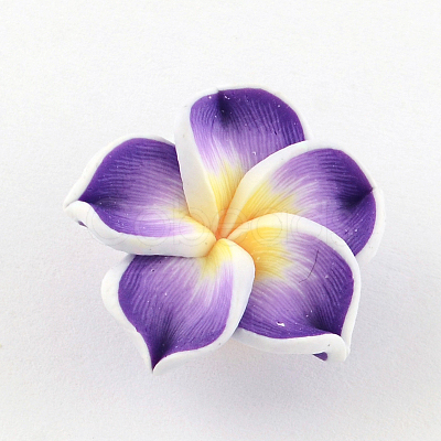 Handmade Polymer Clay 3D Flower Plumeria Beads CLAY-Q192-15mm-04-1