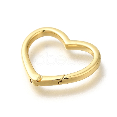 Rack Plating Heart Brass Spring Gate Rings KK-Z086-54G-04-1