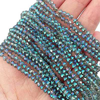 Transparent Electroplate Glass Beads Strands EGLA-A039-T2mm-UA12-1