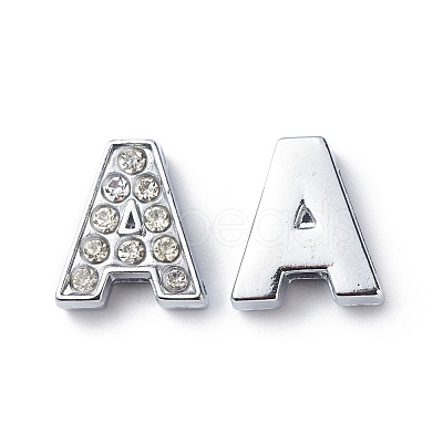 Alloy Initial Slide Charms with Grade A Rhinestones ALRI-R032-A-FF-1