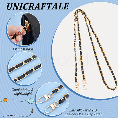 Zinc Alloy with PU Leather Chain Bag Strap AJEW-WH0472-65KCG-1