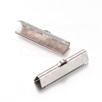 Tarnish Resistant 304 Stainless Steel Ribbon Crimp Ends STAS-E111-02P-1