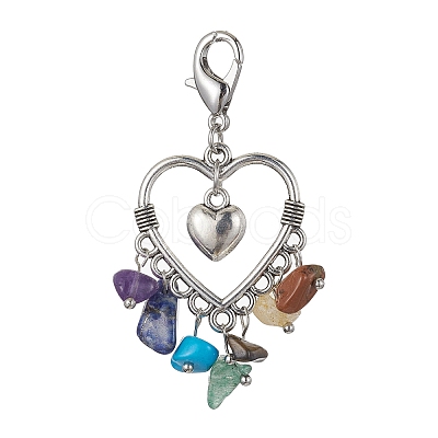 Alloy Heart Pendant Decoration HJEW-JM01454-1