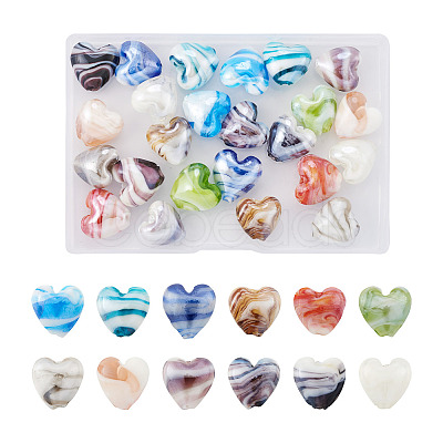 Cheriswelry 24Pcs 12 Colors Handmade Lampwork Beads LAMP-CW0001-03-1