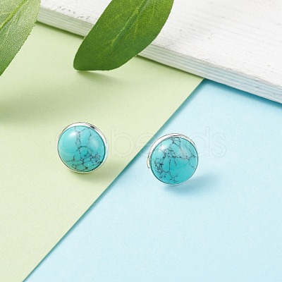 Gemstone Dome/Half Round Stud Earrings for Women EJEW-JE04801-1