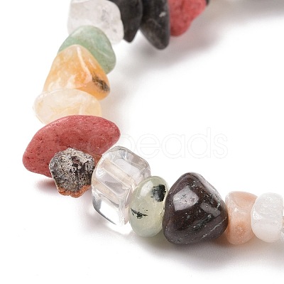 Mixed Gemstone Chips Stretch Bracelet for Kids BJEW-JB08431-02-1