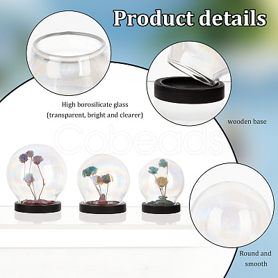 PandaHall Elite 6 Sets 3 Style Iridescent Glass Dome Cover DJEW-PH0001-26A-1