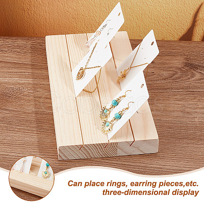 3-Slot Rectangle Wood Earring Display Card Holder WOOD-WH0042-09-1