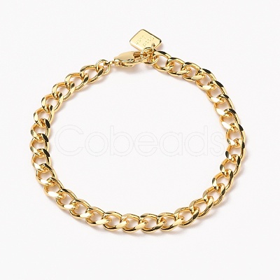 Brass Cuban Link Chain Bracelets BJEW-H537-05G-1