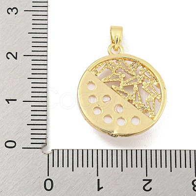 Rack Plating Brass Micro Pave Clear Cubic Zirconia Pendants KK-M291-20G-1