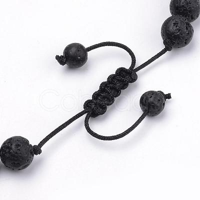 Natural Lava Rock Braided Bead Bracelets BJEW-R304-01-8mm-1