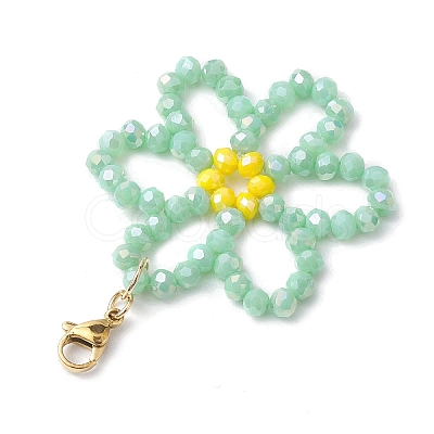 Flower Glass Beads Pendant Decorations HJEW-TA00203-1