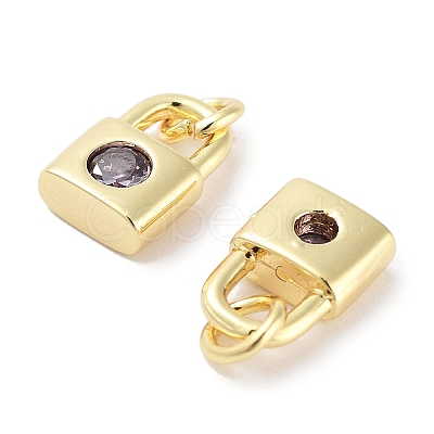 Brass Micro Pave Cubic Zirconia Charms KK-C051-13G-04-1