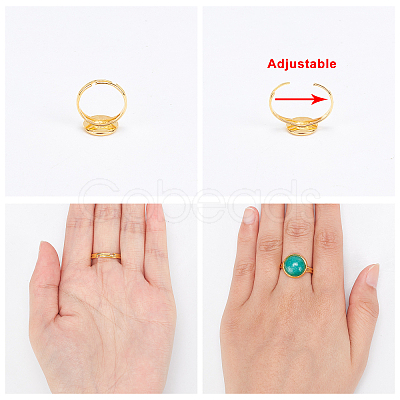 Adjustable Brass Ring Components KK-PH0004-59G-1