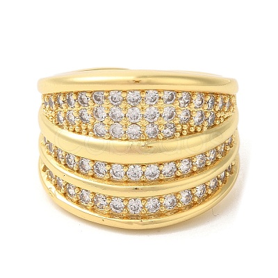 Brass Micro Pave Cubic Zirconia Open Cuff Rings RJEW-U008-44G-1