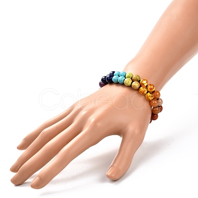 Round Imitation Amber & Mixed Stone Braided Bead Bracelet for Girl Wome X1-BJEW-JB06962-01-1