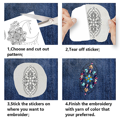 4 Sheets 11.6x8.2 Inch Stick and Stitch Embroidery Patterns DIY-WH0455-167-1