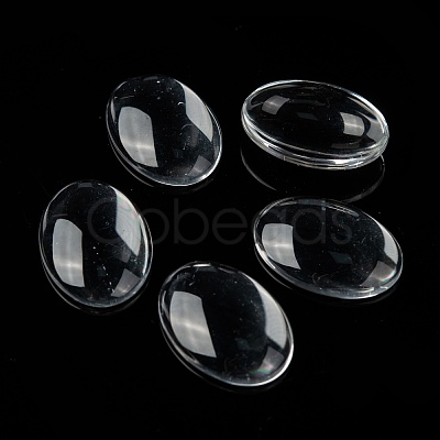 Transparent Oval Glass Cabochons X-GGLA-R022-25x18-1