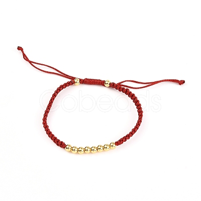 Adjustable Brass Beads Cord Bracelets BJEW-JB06652-1