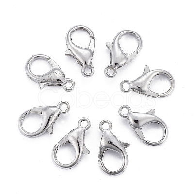 Platinum Plated Zinc Alloy Lobster Claw Clasps X-E105-1