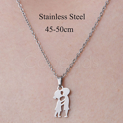 Non-Tarnish 201 Stainless Steel Lovers Pendant Necklace NJEW-OY001-05-1