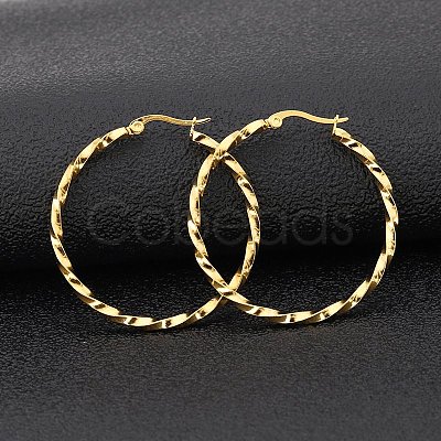 Titanium Steel Hoop Earrings STAS-TAC0001-11B-G-1