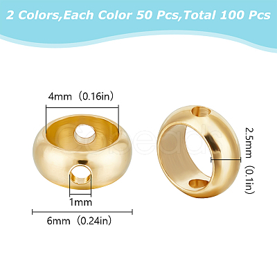 GOMAKERER 100Pcs 2 Colors Brass Beads Frames KK-GO0001-62-1