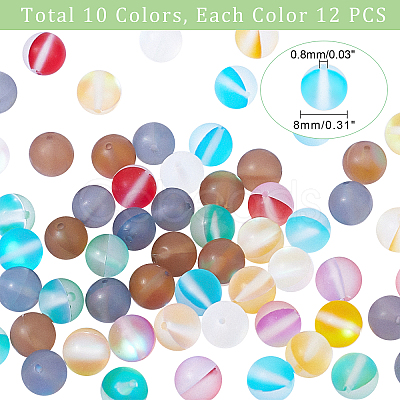 PandaHall Elite 120Pcs 10 Colors Synthetic Moonstone Beads G-PH0001-87-1