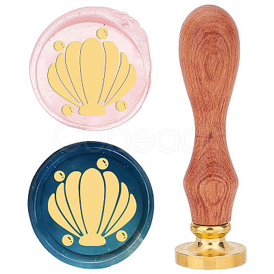 Brass Wax Seal Stamp with Rosewood Handle AJEW-WH0412-0021-1