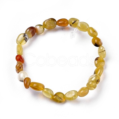 Natural Yellow Opal Bead Stretch Bracelets BJEW-K213-10-1