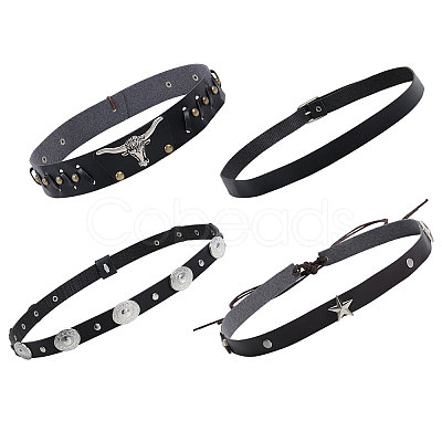 CHGCRAFT 4Pcs 4 Styles Imitation Leather Straw Hat Belt FIND-CA0009-12-1