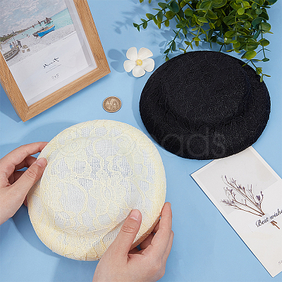 Imitation Hemp Round Fascinator Hat Base for Millinery AJEW-WH0472-45B-01-1