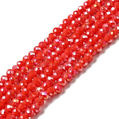 Electroplate Opaque Solid Color Crystal Glass Rondelle Beads Strands X-EGLA-F049A-06AB-1