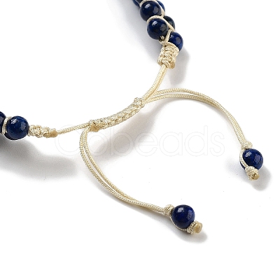 Natural Lapis Lazuli Braided Round Bead Bracelets BJEW-K251-06L-1