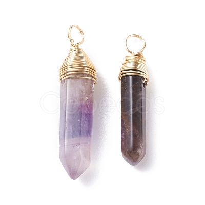 Natural Amethyst Double Terminated Pointed Pendants PALLOY-JF01211-01-1