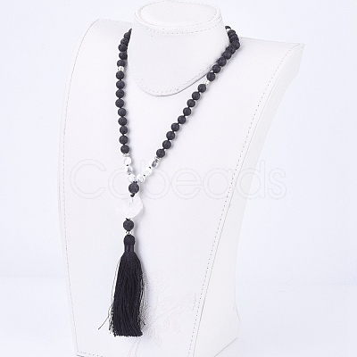 Natural Howlite and Gemstone Beaded Necklaces NJEW-JN02116-1