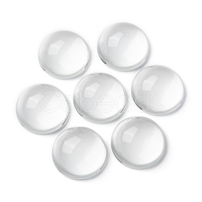 Transparent Half Round Glass Cabochons X-GGLA-R027-30mm-1