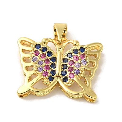 Brass Micro Pave Colorful Cubic Zirconia Pendants KK-Z042-07G-1