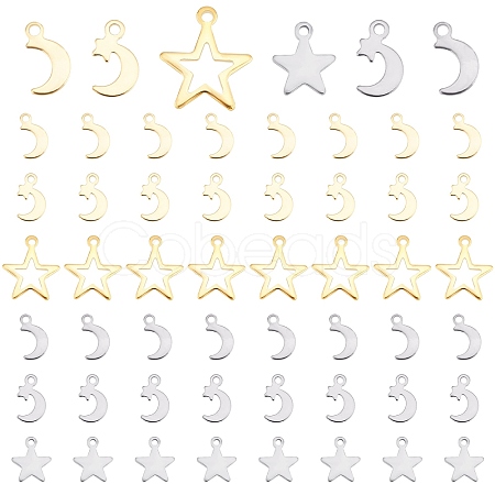 DICOSMETIC 180Pcs 6 Style Stainless Steel Charms STAS-DC0002-19-1