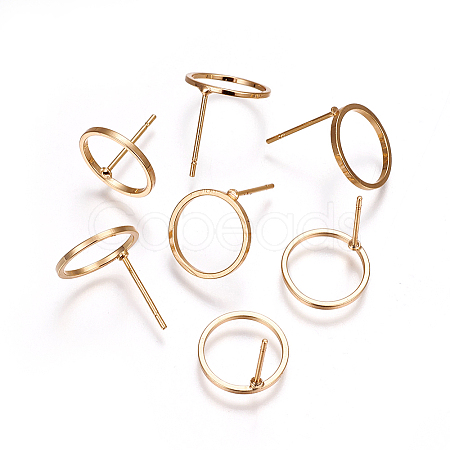 Brass Stud Earrings X-EJEW-F189-03G-NF-1