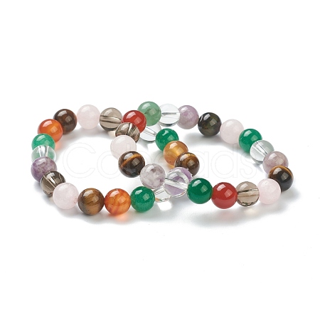 Natural Mixed Wealth Stone Beaded Stretch Bracelets BJEW-D446-D-39-1