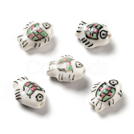 Handmade Printed Porcelain Beads PORC-F005-03A-1