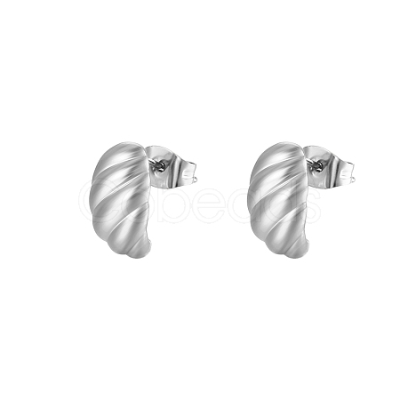 Stainless Steel Horn Shape Stud Earrings for Women YZ0007-2-1