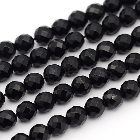 Natural Black Onyx Beads Strands X-GSF8mmC097-1