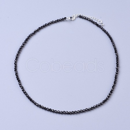 Natural Black Spinel Beaded Necklaces NJEW-K114-C-A20-1