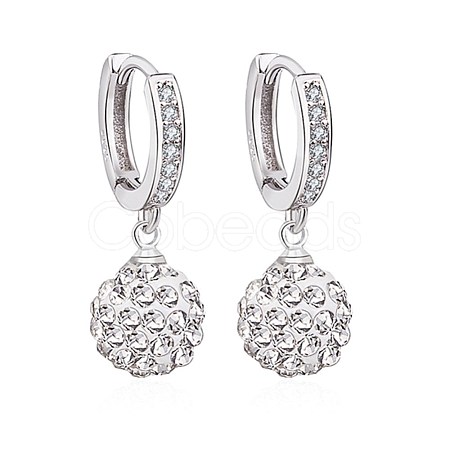 Brass Micro Pave Clear Cubic Zirconia Hoop Earrings EJEW-BB64185-A-1