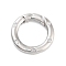 Brass Micro Pave Clear Cubic Zirconia Spring Gate Rings, Long-Lasting Plated, Lead Free & Cadmium Free, Ring, Platinum, 15mm, Hole: 2.5mm, Inner Diameter: 10mm