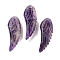 Natural Amethyst Pendants, Carved Wing Charms, 40~40.5x14.5~16x7.5~8.5mm, Hole: 1.4~1.5mm